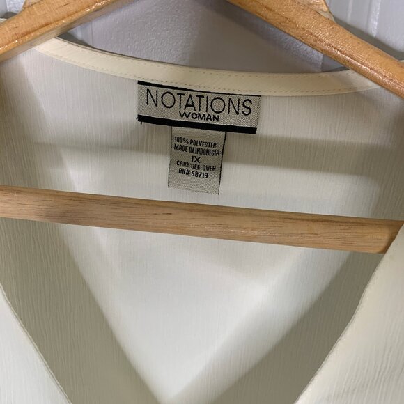Notations Woman NWT Ivory Short Sleeve Button Up Blouse in Women's Size 1X - Picture 6 of 11